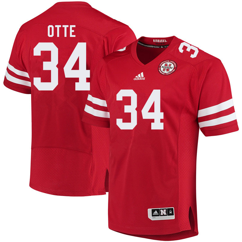 Men #34 Simon Otte Nebraska Cornhuskers College Football Jerseys Sale-Red